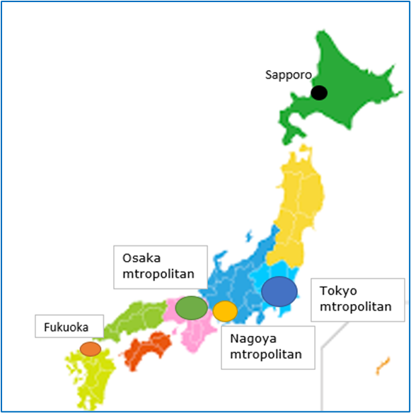 JRC fieldwork coverage in Japan